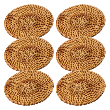 Set X6 Posavasos Redondo 10cm Rattan Deco Homilu