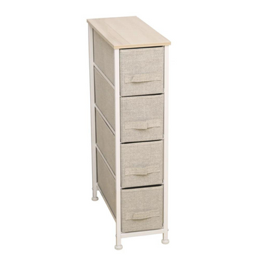 Mueble 4 Cestos Tela Y Acero - Beige