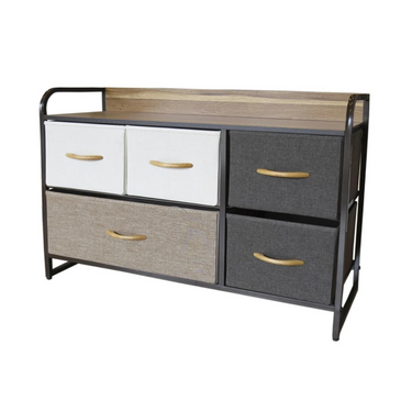 Mueble Organizador 5 Cesto Cajones Tela Estructura Acero - Multicolor