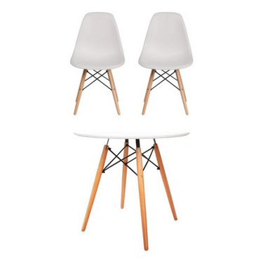 Juego Comedor Eames Mesa Redonda 80cm + 2 Sillas Eames