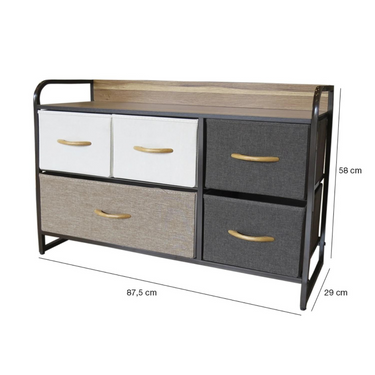 Mueble Organizador 5 Cesto Cajones Tela Estructura Acero - Multicolor