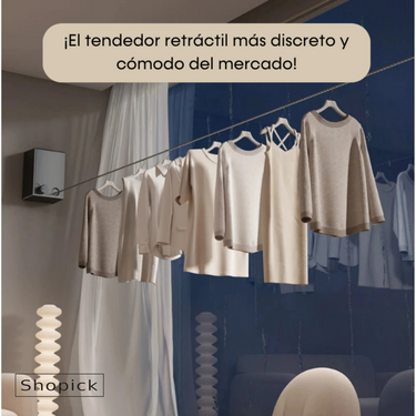 Tendedero De Ropa Tender P/pared Retractil Acero