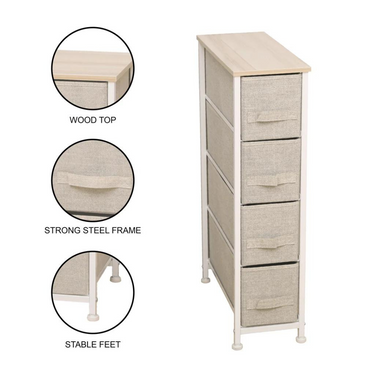 Mueble 4 Cestos Tela Y Acero - Beige