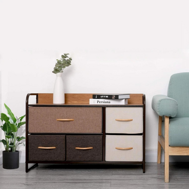 Mueble Organizador 5 Cesto Cajones Tela Estructura Acero - Multicolor