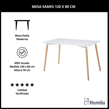 Juego De Comedor Eames Mesa 120x80 + 6 Sillas Windsor