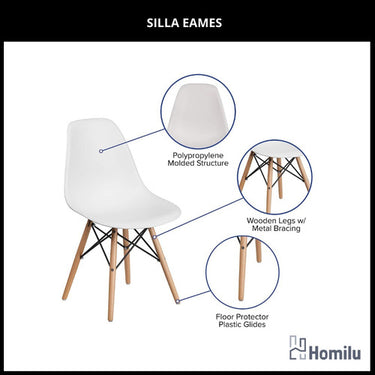 Juego Comedor Eames Mesa Redonda 80cm + 2 Sillas Eames