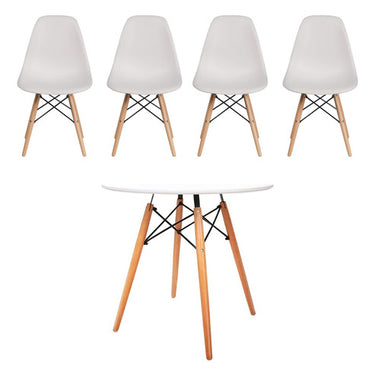 Juego Comedor Eames Mesa Redonda 80cm + 4 Sillas Eames