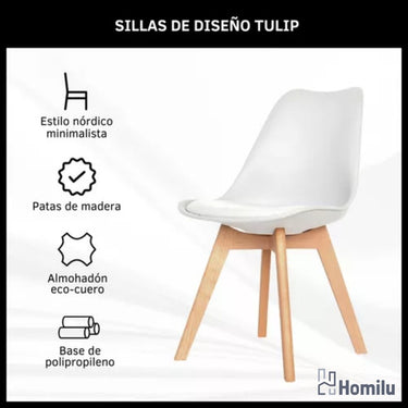 Juego De Comedor Eames Mesa Redonda + 4 Sillas Acolchonadas