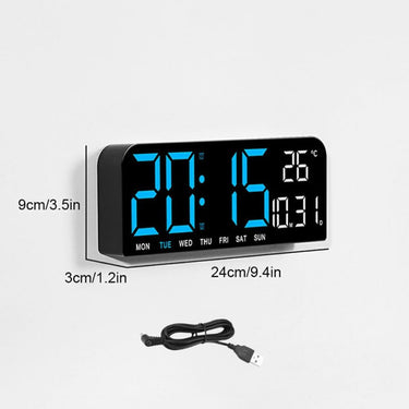 Reloj Despertador LED Mesa Pared Calendario Temperatura