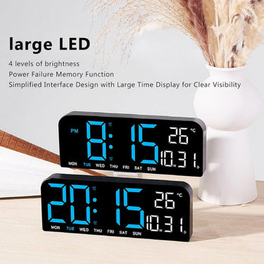 Reloj Despertador LED Mesa Pared Calendario Temperatura