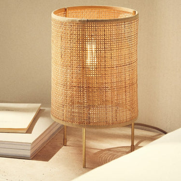 Lampara De Mesa Rattan Luminaria Portátil Diseño