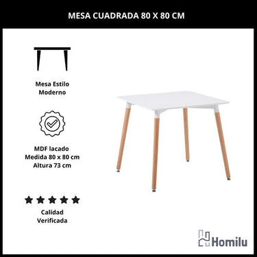 Juego De Comedor Eames Mesa 80x80 + 4 Sillas Windsor