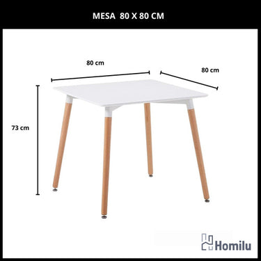 Juego De Comedor Eames Mesa 80x80 + 4 Sillas Windsor