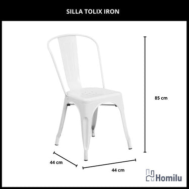 Juego De Comedor Tolix Mesa Madera 120x70 + 6 Sillas Iron