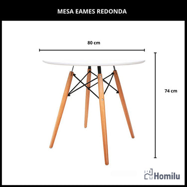 Juego Comedor Eames Mesa Redonda 80cm + 2 Sillas Eames