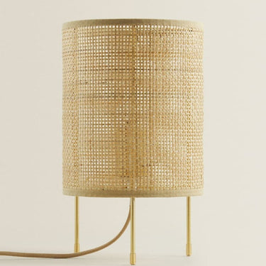 Lampara De Mesa Rattan Luminaria Portátil Diseño