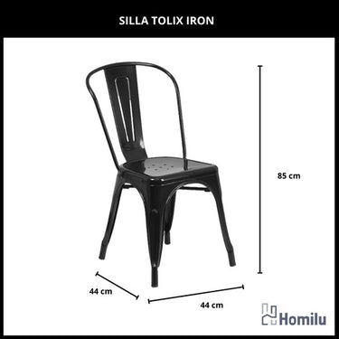 Juego De Comedor Tolix Mesa Madera 70x70 + 2 Sillas Iron