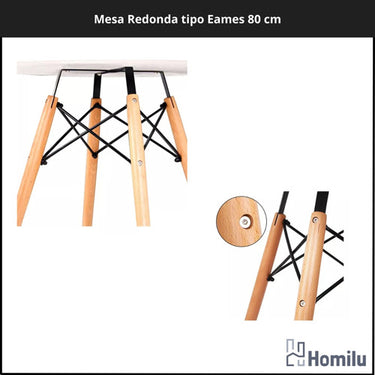 Juego De Comedor Eames Mesa Redonda + 4 Sillas Acolchonadas