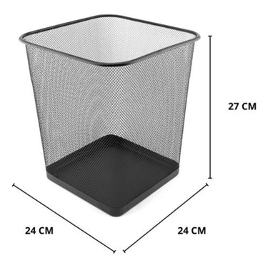 Papelera Metálica Cuadrada De Metal Calada Escritorio