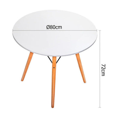 Mesa Eames Redonda 80cm Patas De Madera Premium