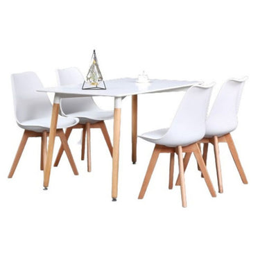 Juego De Comedor Eames Mesa 120x80 + 4 Sillas Acolchonadas