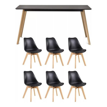 Juego De Comedor Eames Mesa 120x80 + 6 Sillas Acolchonadas