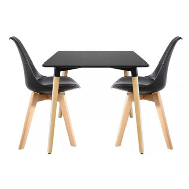 Juego De Comedor Eames Mesa 80x80 + 2 Sillas Acolchonadas