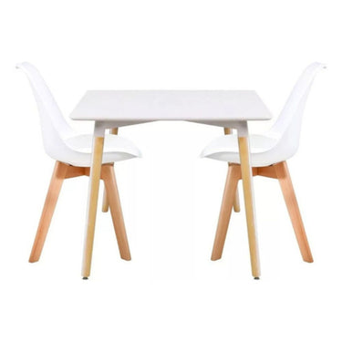 Juego De Comedor Eames Mesa 80x80 + 2 Sillas Acolchonadas