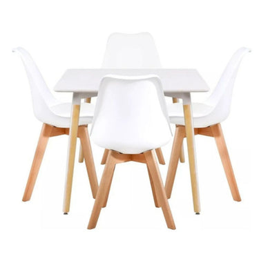 Juego De Comedor Eames Mesa 80x80 + 4 Sillas Acolchonadas