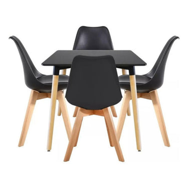 Juego De Comedor Eames Mesa 80x80 + 4 Sillas Acolchonadas