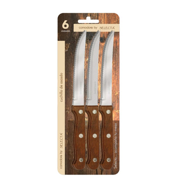 Set 6pzas Cuchillos Asado 1.2mm Mango Madera