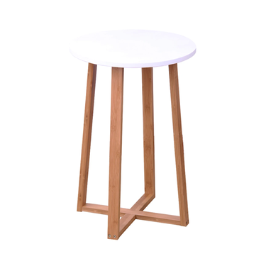 Mesa Redonda 40x40x60 Cm Bamboo Con Blanco