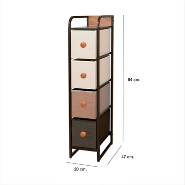 Mueble Organizador 4 Cestos Cajones Tela Estructura Acero - Multicolor