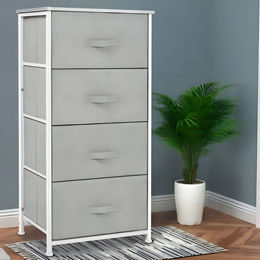 Mueble Organizador 4 Cestos Cajones Tela Estructura Acero - Gris