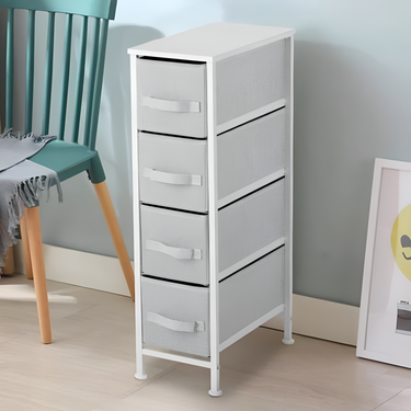 Mueble Organizador 4 Cestos Cajones Tela Estructura Acero - Gris