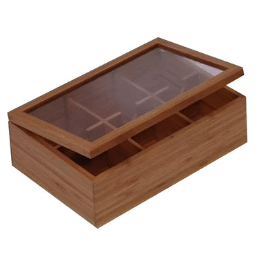 Caja Para Te C/tapa 4 Div 26.5x9xh9cm Bamboo