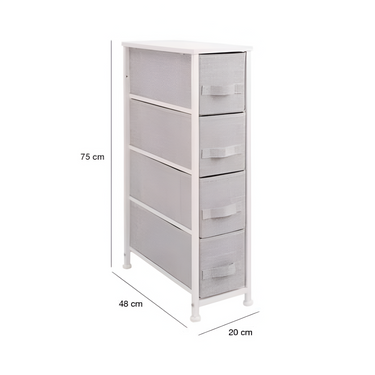 Mueble Organizador 4 Cestos Cajones Tela Estructura Acero - Gris