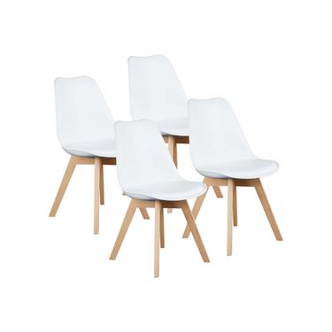 Set X4 Silla Tipo Eames Acolchonada Madera Comedor Excelente