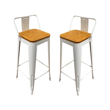 Set X2 Juego Taburete Banqueta Tolix Metal Asiento Madera