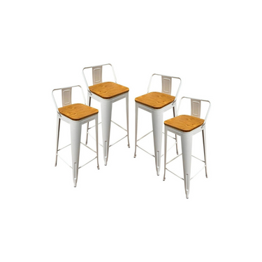 Set X4 Banqueta Tolix Metal Asiento Madera Vintage Barra