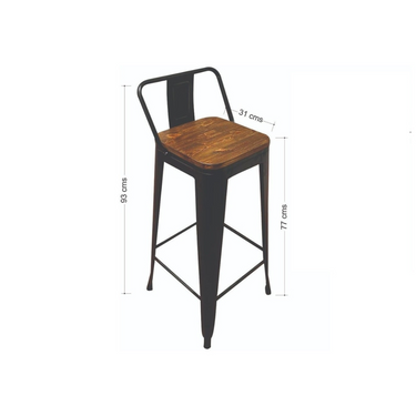 Set X2 Juego Taburete Banqueta Tolix Metal Asiento Madera