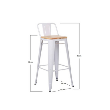 Taburete Tolix Banqueta Metal Asiento Madera Respaldo