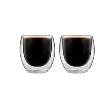 Pack 2 Vasos De Vidrio Doble Pared Té Café Sin Asa 250ml