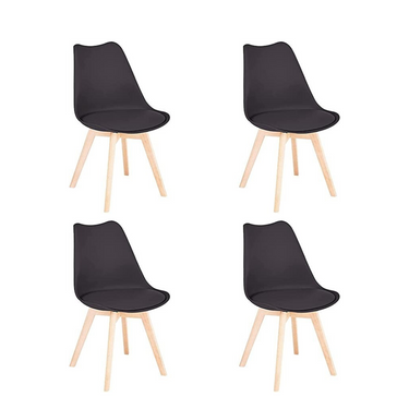 Set X4 Silla Tipo Eames Acolchonada Madera Comedor Excelente